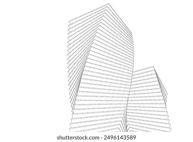 Ilustración 3D del Vector del edificio de la arquitectura