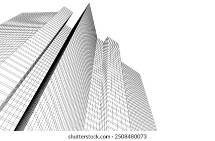  Ilustración 3D del Vector del edificio de la arquitectura en el fondo blanco