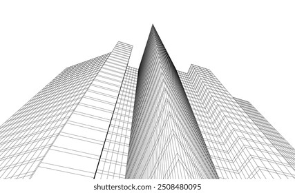  Architektur Gebäude Vektor 3D-Illustration auf weißem Hintergrund