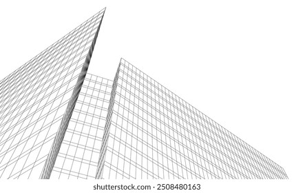  Ilustración 3D del Vector del edificio de la arquitectura en el fondo blanco