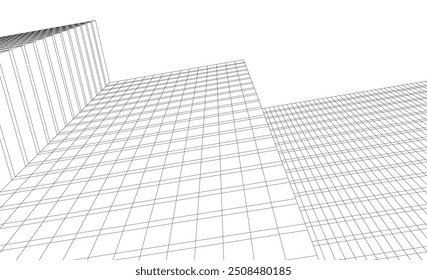  Ilustración 3D del Vector del edificio de la arquitectura en el fondo blanco