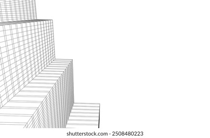  Ilustración 3D del Vector del edificio de la arquitectura en el fondo blanco