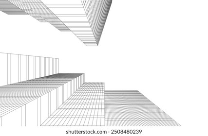  Ilustración 3D del Vector del edificio de la arquitectura en el fondo blanco