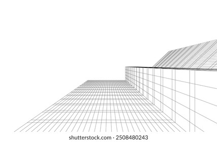  Ilustración 3D del Vector del edificio de la arquitectura en el fondo blanco