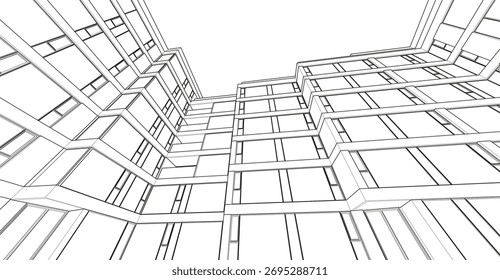 Ilustração do vetor 3d do edifício da arquitetura