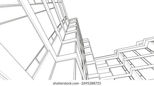 Ilustración 3d del Vector del edificio de la arquitectura