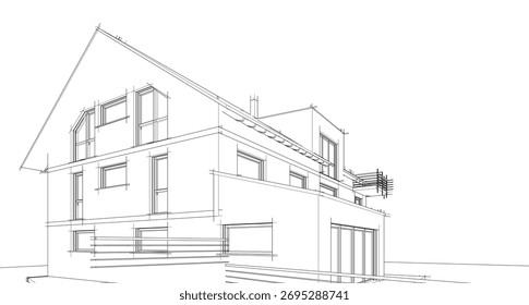 Ilustración 3d del Vector del edificio de la arquitectura