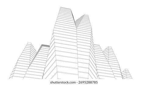 Ilustración 3d del Vector del edificio de la arquitectura