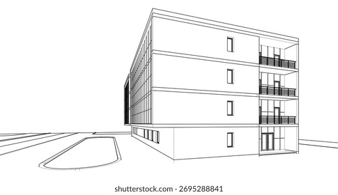 Ilustración 3d del Vector del edificio de la arquitectura