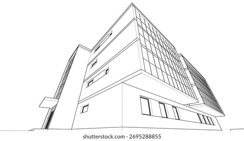 Ilustração do vetor 3d do edifício da arquitetura