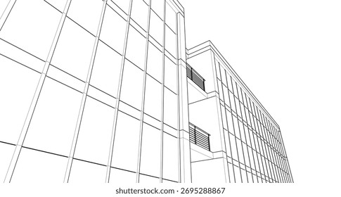 Ilustración 3d del Vector del edificio de la arquitectura