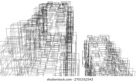 Ilustración 3D del Vector del edificio de la arquitectura