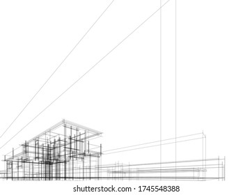 architecture building vector concept 3d illustration 