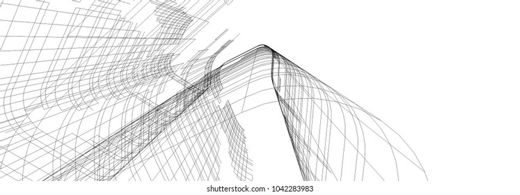 architecture building wireframe 3d 