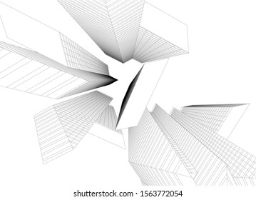 architecture buildings abstract 3d illustration 