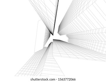 architecture buildings abstract 3d illustration 