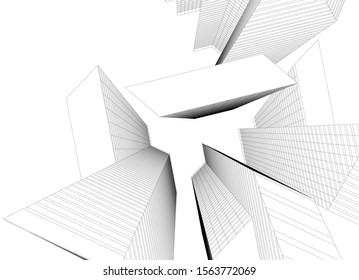 architecture buildings abstract 3d illustration 