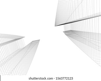 architecture buildings abstract 3d illustration 