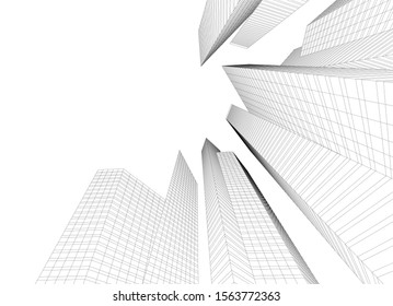 architecture buildings abstract 3d illustration 