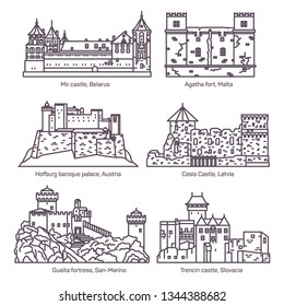 Architecture castle and fort buildings of medieval