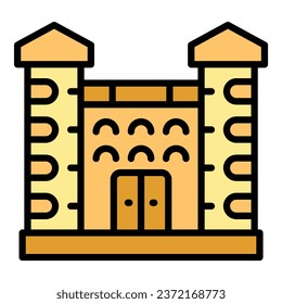 Architecture castle icon outline vector. Slovak map. Polygon tourism color flat