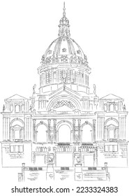 Architecture façade of  Cathedral vector line art 