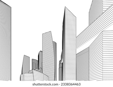 Architecture in the city 3d rendering