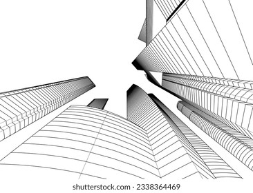 Architecture in the city 3d rendering