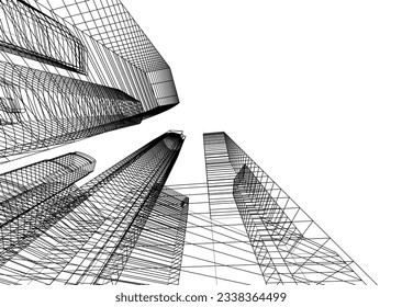 Architecture in the city 3d rendering