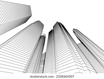 Architecture in the city 3d rendering