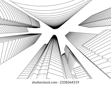 Architecture in the city 3d rendering