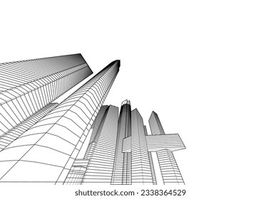 Architecture in the city 3d rendering