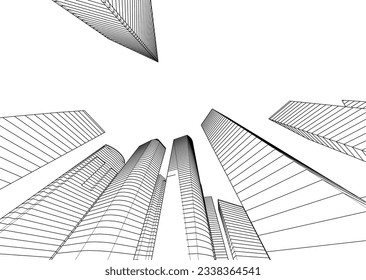 Architecture in the city 3d rendering