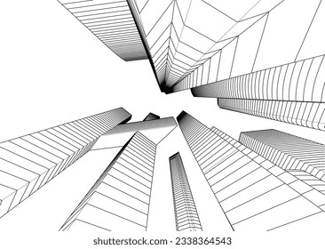 Architecture in the city 3d rendering