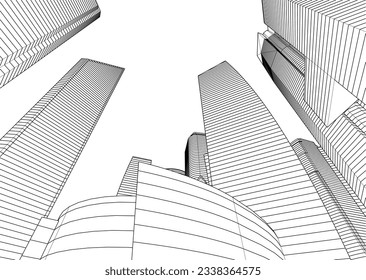 Architecture in the city 3d rendering