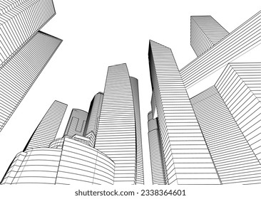 Architecture in the city 3d rendering