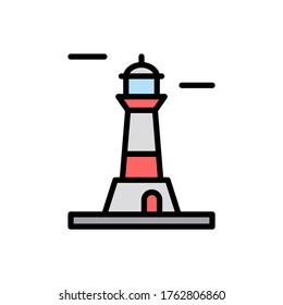 Architecture and city, lighthouse icon. Simple color with outline vector elements of pharos icons for ui and ux, website or mobile application