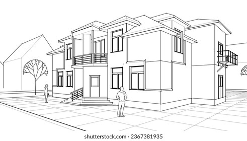 Architektur Stadt-Skizze 3D-Darstellung
