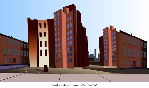 Architecture city skyscrapers vector illustration