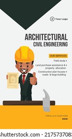 Architecture civil engineering portrait template design.  