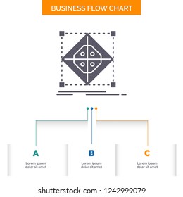Architecture, cluster, grid, model, preparation Business Flow Chart Design with 3 Steps. Glyph Icon For Presentation Background Template Place for text.