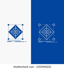 Architecture, cluster, grid, model, preparation Line and Glyph web Button in Blue color Vertical Banner for UI and UX, website or mobile application