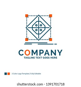 Architecture, cluster, grid, model, preparation Logo Design. Blue and Orange Brand Name Design. Place for Tagline. Business Logo template.
