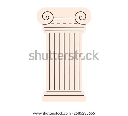 Architecture column icon. Ancient Greek and Roman art. Theatre Day stickers. Flat Vector illustration isolated on white background
