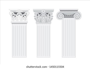Architecture column and pillar ancient, vector illustration.