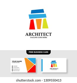 Architecture Company, construction, architect, vector logo template - Vector, Free Business Card
