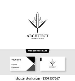 Architecture Company, construction, architect, vector logo template - Vector, Free Business Card