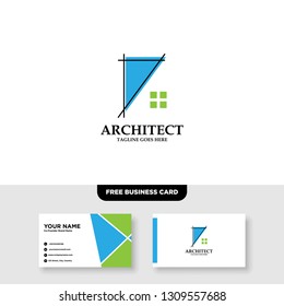 Architecture Company, construction, architect, vector logo template - Vector, Free Business Card