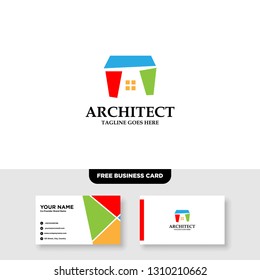 Architecture Company, construction, architect, vector logo template - Vector, Free Business Card