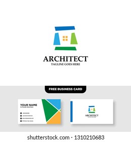 Architecture Company, construction, architect, vector logo template - Vector, Free Business Card